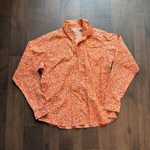Wrangler Wrancher Western Shirt Womens Large Button Up Top Long Sleeve Floral